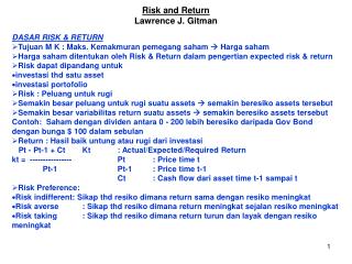 Risk and Return Lawrence J. Gitman