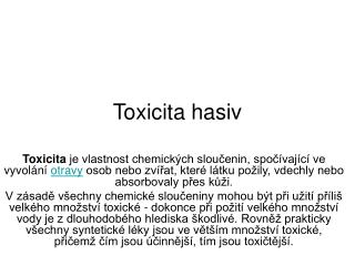 Toxicita hasiv