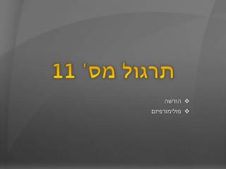 תרגול מס' 11