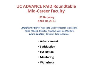 UC ADVANCE PAID Roundtable Mid-Career Faculty