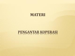 pengantar koperasi