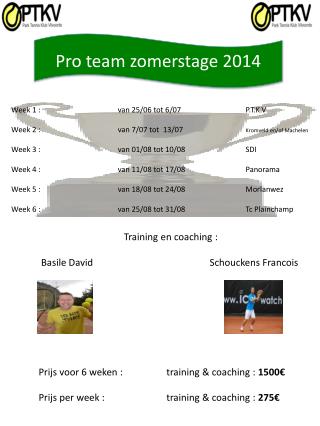 Pro team zomerstage 2014