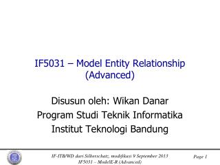 IF5031 – Model Entity Relationship (Advanced)