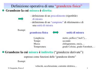 Definizione operativa di una “grandezza fisica”