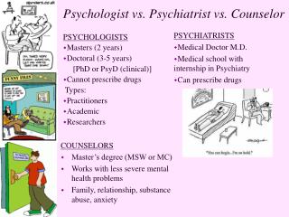 Psychologist vs. Psychiatrist vs. Counselor