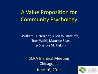 A Value Proposition for Community Psychology