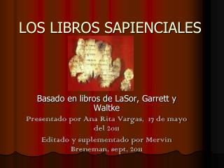 LOS LIBROS SAPIENCIALES