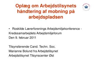 Oplæg om Arbejdstilsynets håndtering af mobning på arbejdspladsen