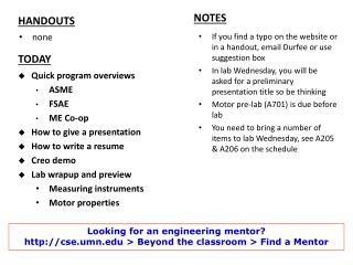 If you find a typo on the website or in a handout, email Durfee or use suggestion box