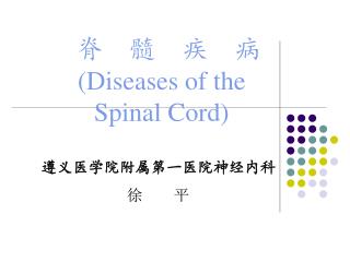 脊 髓 疾 病 (Diseases of the Spinal Cord)