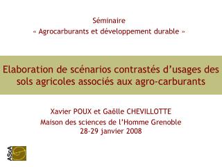 Elaboration de scénarios contrastés d’usages des sols agricoles associés aux agro-carburants