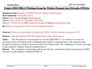 Project: IEEE P802.15 Working Group for Wireless Personal Area Networks (WPANs)