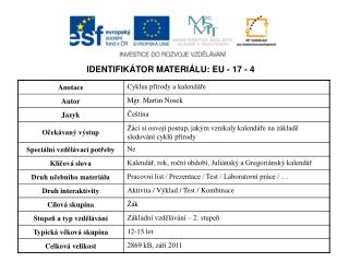 IDENTIFIKÁTOR MATERIÁLU: EU - 17 - 4