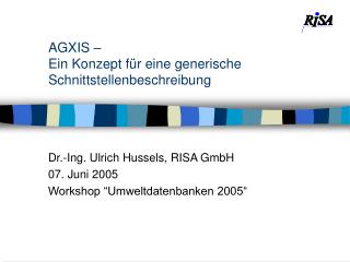 AGXIS – 	 Ein Konzept für eine generische Schnittstellenbeschreibung