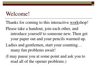Welcome!