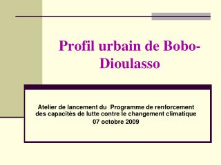 Profil urbain de Bobo-Dioulasso