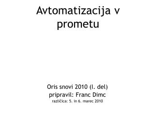 Avtomatizacija v prometu