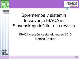 Spremembe v sistemih točkovanja ISACA in Slovenskega inštituta za revizijo