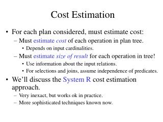 Cost Estimation