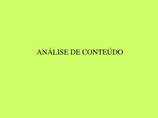 ANÁLISE DE CONTEÚDO