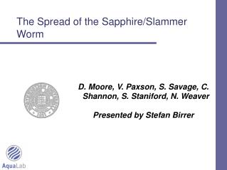 The Spread of the Sapphire/Slammer Worm