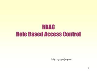 RBAC Role Based Access Control