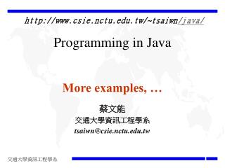 Programming in Java