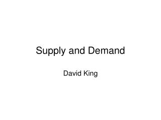 Supply and Demand