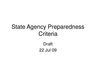 State Agency Preparedness Criteria