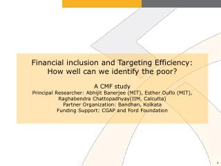 How to include the poorest of the poor into microfinance?