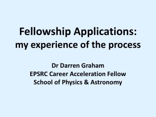 Fellowship Applications: my experience of the process