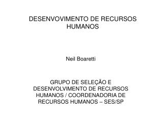 DESENVOVIMENTO DE RECURSOS HUMANOS