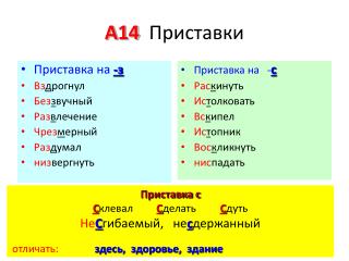 А14 Приставки