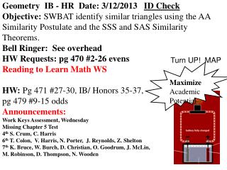 Geometry IB - HR Date: 3/12/2013 ID Check