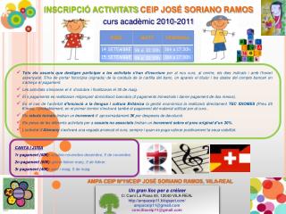 INSCRIPCIÓ ACTIVITATS CEIP JOSÉ SORIANO RAMOS curs acadèmic 2010-2011