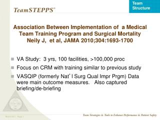 VA Study: 3 yrs, 100 facilities, &gt;100,000 proc