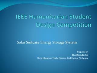 IEEE Humanitarian Student Design Competition