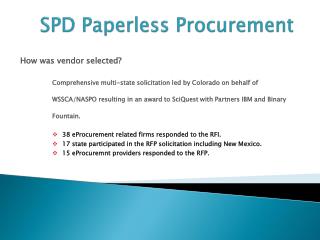 SPD Paperless Procurement