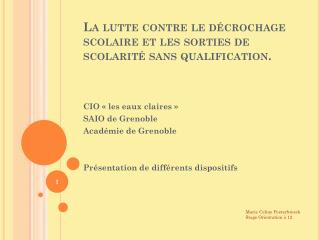 La lutte contre le décrochage scolaire et les sorties de scolarité sans qualification.