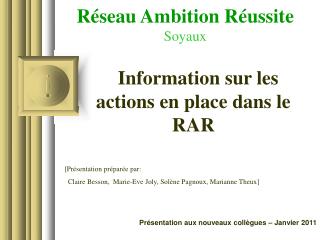 Réseau Ambition Réussite Soyaux