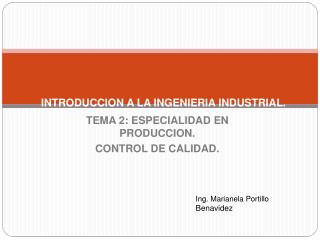 INTRODUCCION A LA INGENIERIA INDUSTRIAL.