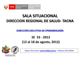 SALA SITUACIONAL DIRECCION REGIONAL DE SALUD- TACNA