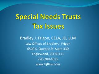 Special Needs Trusts Tax Issues