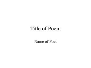 Title of Poem