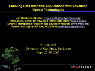 Enabling Data Intensive Applications with Advanced Optical Technologies