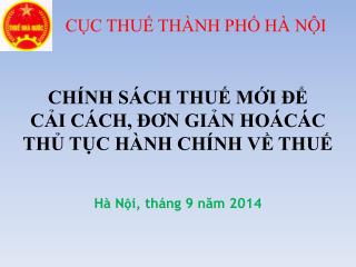 CỤC THUẾ THÀNH PHỐ HÀ NỘI