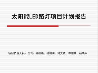 太阳能 LED 路灯项目计划报告