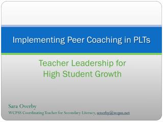 Implementing Peer Coaching in PLTs