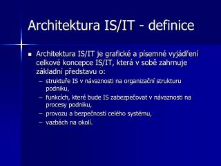 Architektura IS/IT - definice