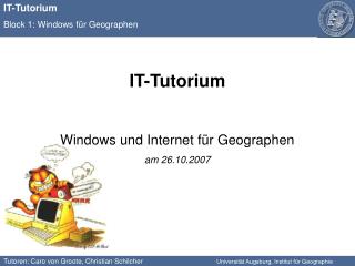 IT-Tutorium Windows und Internet für Geographen am 26.10.2007